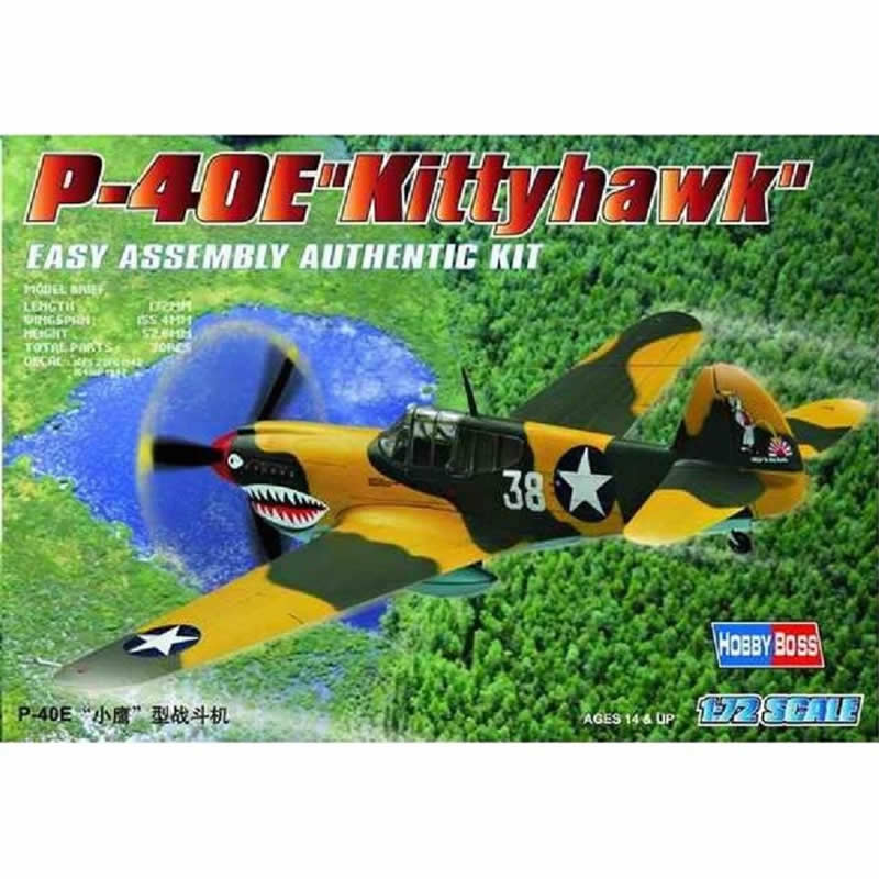 HBM80250 P-40 Kittyhawk 1/72 Scale Plastic Model Kit Hobby Boss (ONLINE ORDER ONLY)