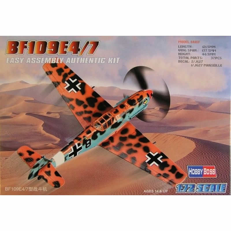 HBM80254 Messerschmitt Bf109e4/7 1/72 Scale Plastic Model Kit Hobby Boss (ONLINE ORDER ONLY)