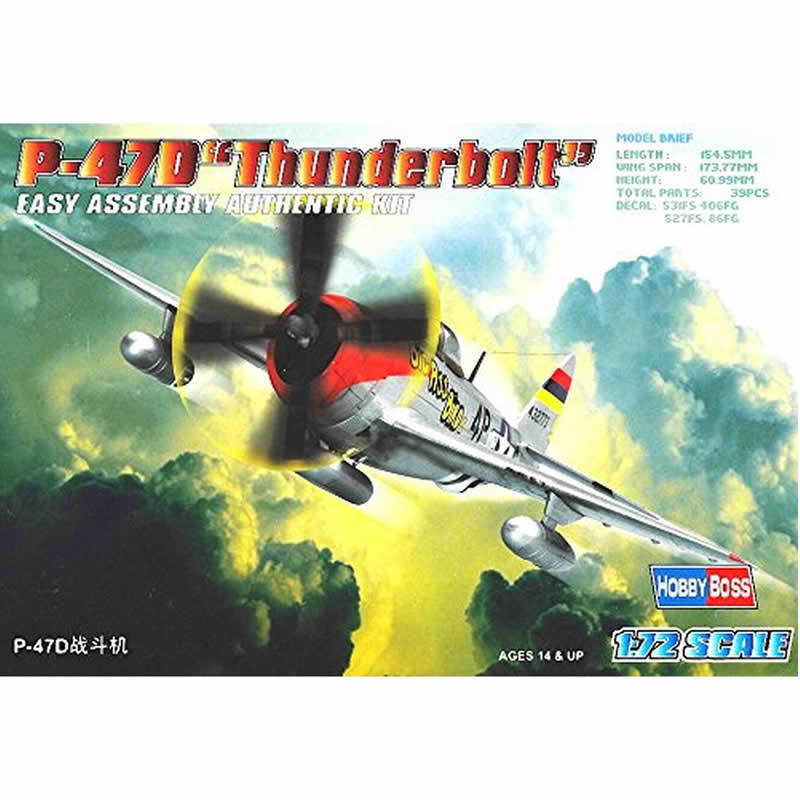 HBM80257 P-47D Thunderbolt 1/72 Scale Plastic Model Kit Hobby Boss (ONLINE ORDER ONLY)