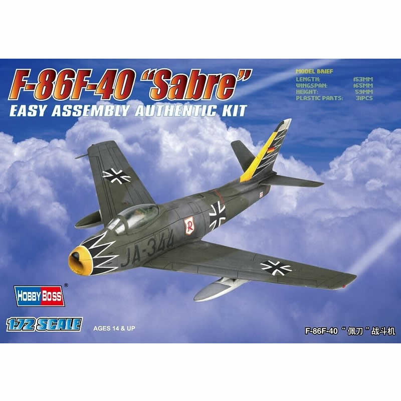 HBM80259 F-86F-40 Sabre 1/72 Scale Plastic Model Kit Hobby Boss (ONLINE ORDER ONLY)