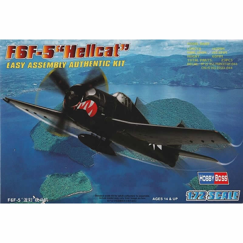 HBM80260 F6F-5 Hellcat 1/72 Scale Plastic Model Kit Hobby Boss Models (ONLINE ORDER ONLY)