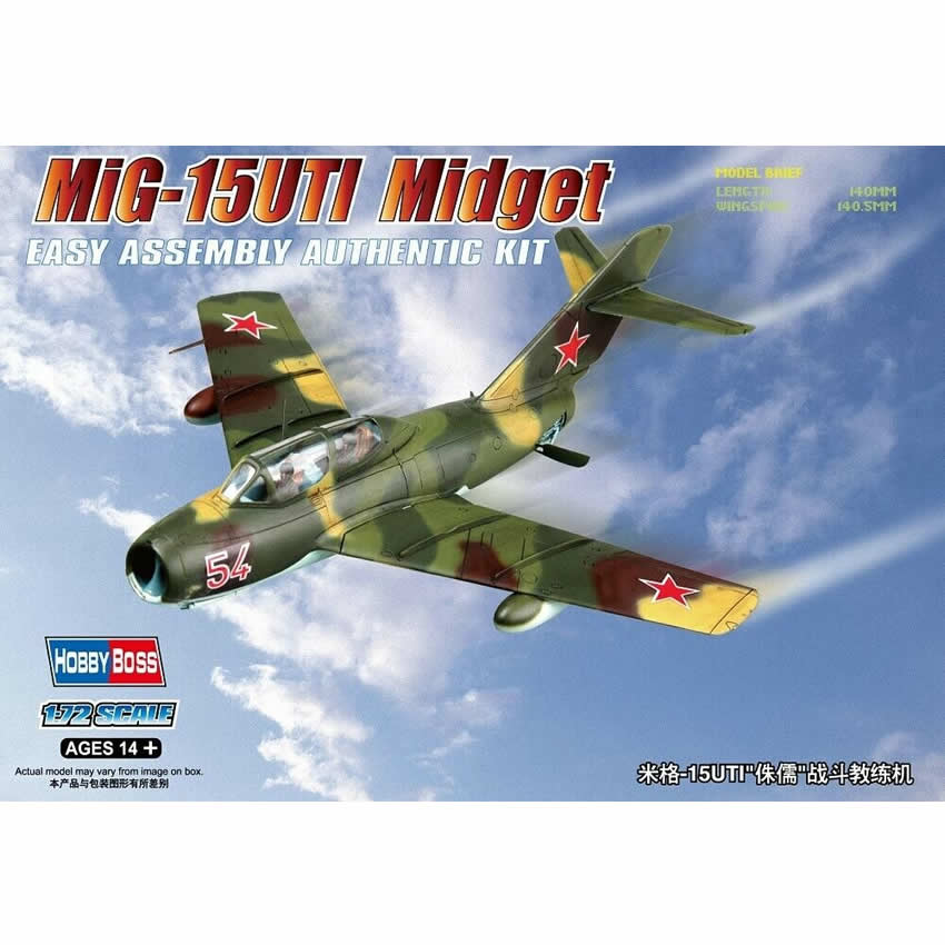 HBM80262 Mig-15UTI Midget 1/72 Scale Plastic Model Kit Hobby Boss (ONLINE ORDER ONLY)