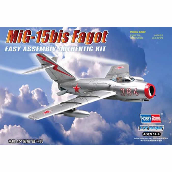 HBM80263 Mig-15 Bis Fagot 1/72 Scale Plastic Model Kit Hobby Boss (ONLINE ORDER ONLY)