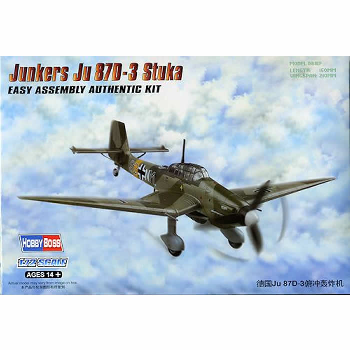 HBM80286 Junkers Ju87D-3 Stuka 1/72 Scale Plastic Model Kit Hobby Boss (ONLINE ORDER ONLY)
