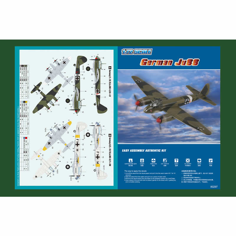 HBM80297 Junkers Ju-88 1/72 Scale Plastic Model Kit Hobby Boss (ONLINE ORDER ONLY)
