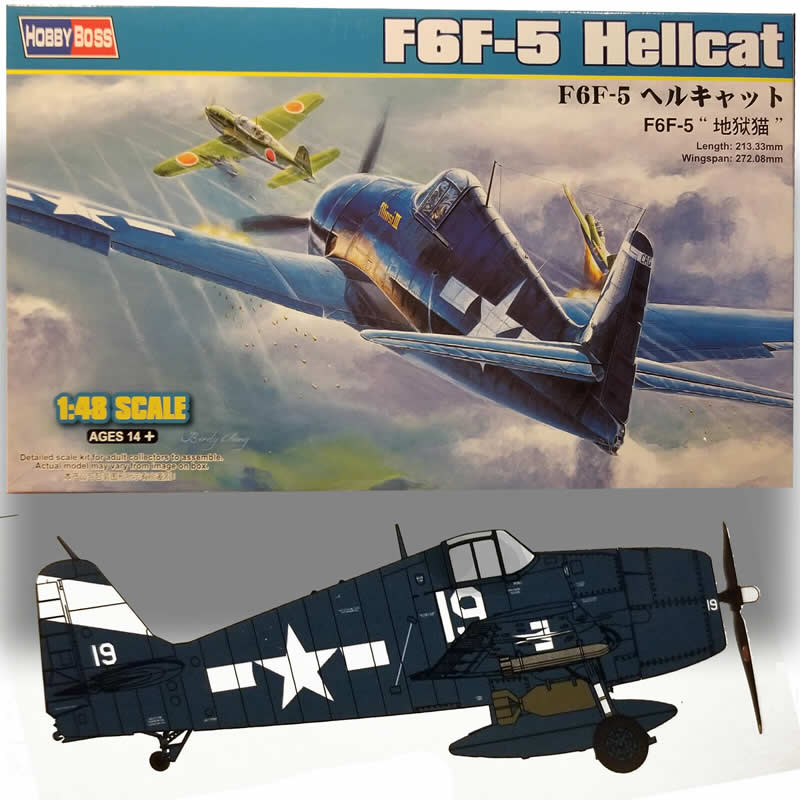 HBM80339 F6F-5 Hellcat 1/48 Scale Plastic Model Kit Hobby Boss (ONLINE ORDER ONLY)