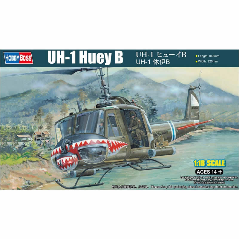 HBM81806 UH-1 Huey B 1/18 Scale Plastic Model Kit Hobby Boss (ONLINE ORDER ONLY)