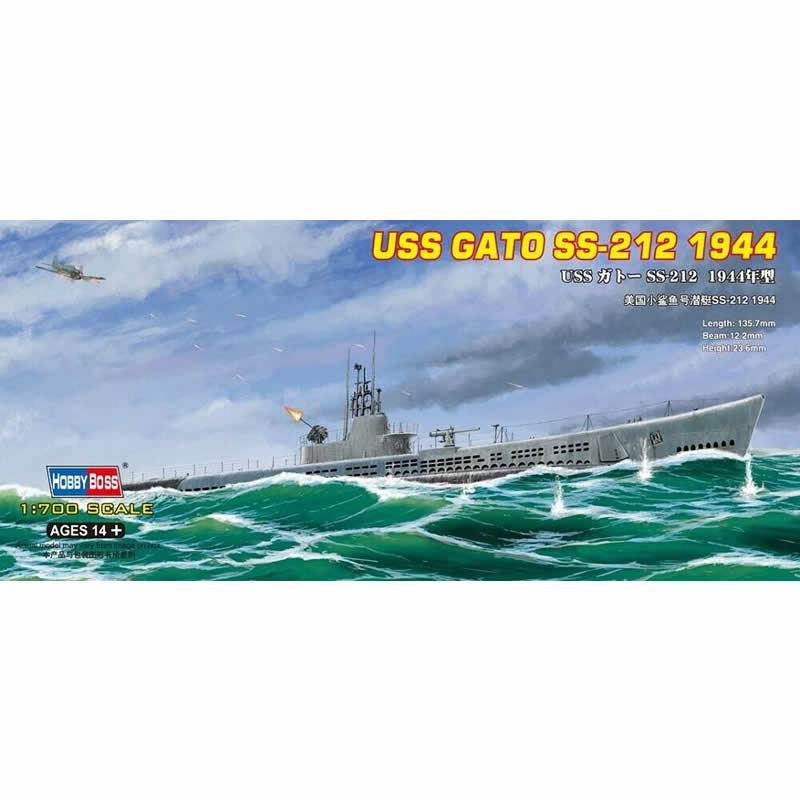 HBM87013 USS Gato SS212 1944 1/700 Scale Plastic Model Kit Hobby Boss (ONLINE ORDER ONLY)