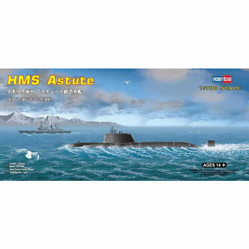 HBM87022 Royal Navy HMS Astute 1/700 Scale Plastic Model Kit Hobby Boss (ONLINE ORDER ONLY)