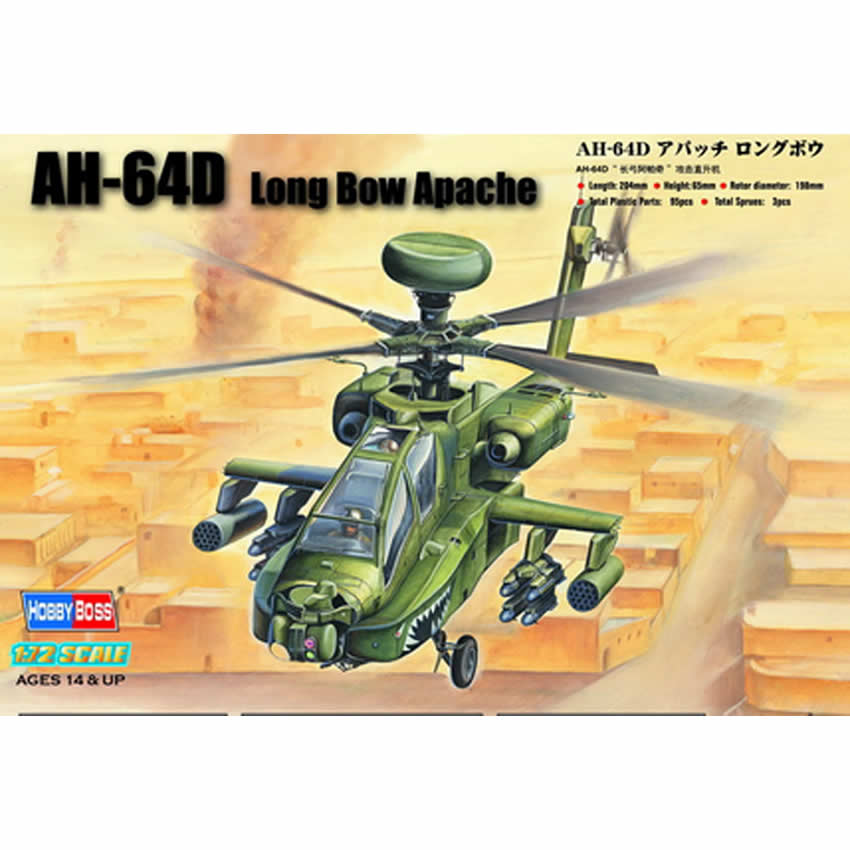 HBM87219 AH-64D Apache 1/72 Scale Plastic Model Kit Hobby Boss (ONLINE ORDER ONLY)
