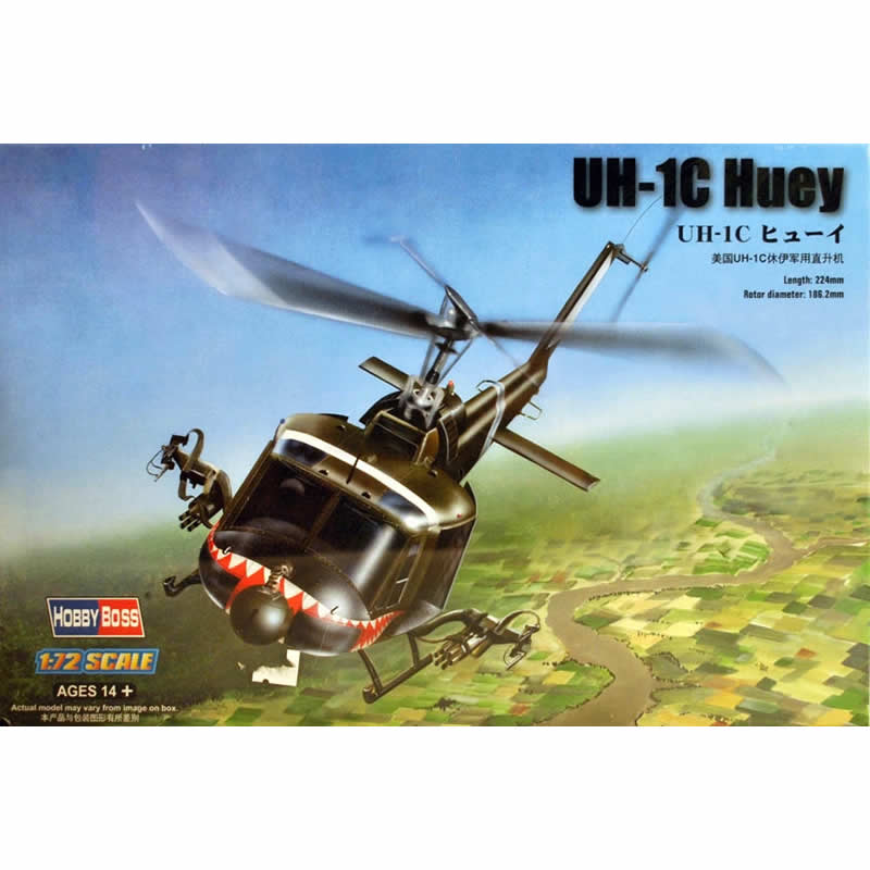 HBM87229 Huey UH-1C Helicopter 1/72 Scale Plastic Model Kit Hobby Boss (ONLINE ORDER ONLY)