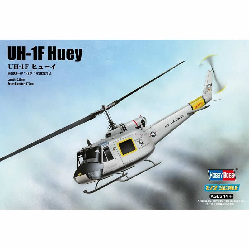HBM87230 Huey UH-1F Helicopter 1/72 Scale Plastic Model Kit Hobby Boss (ONLINE ORDER ONLY)