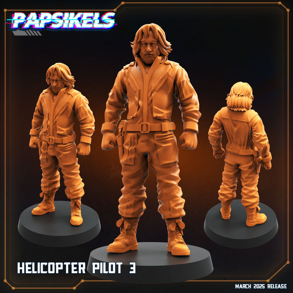 3D Printed Papsikels Helicopter Pilots MARCH 2025 CYBERPUNK 28mm 32mm (Online Only)