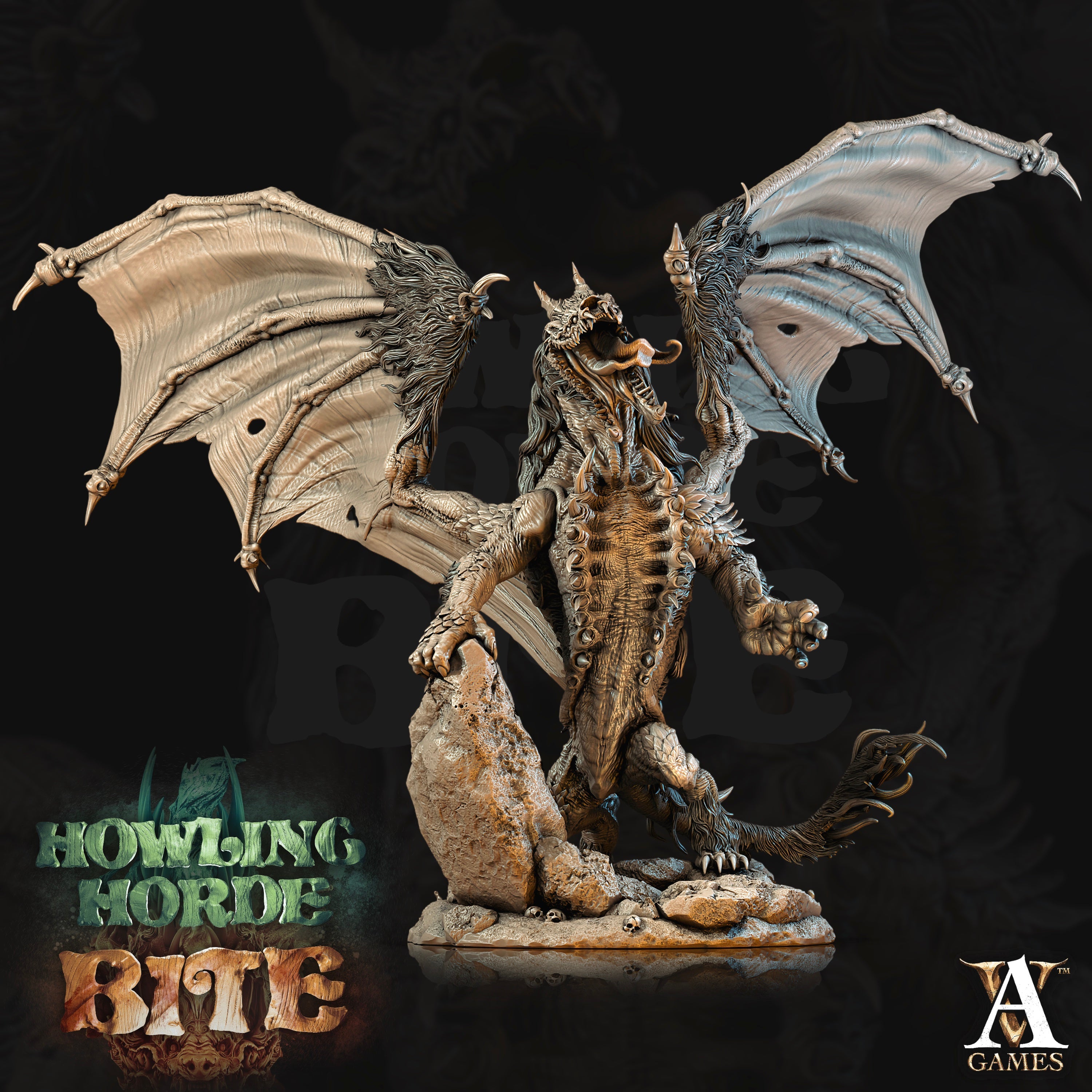 3D Printed Archvillain Games Howling Horde - Hyena Dragon 28mm 32mm D&D (Online Only)