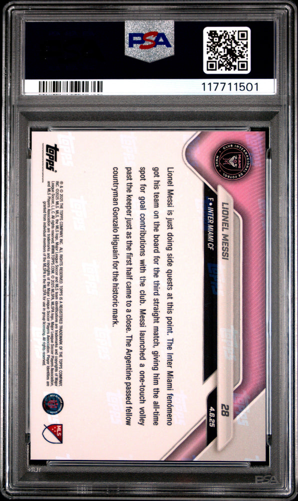 Graded 2025 Topps Now MLS Lionel Messi #28 Soccer Card PSA 9 Mint (ONLINE ORDER ONLY)