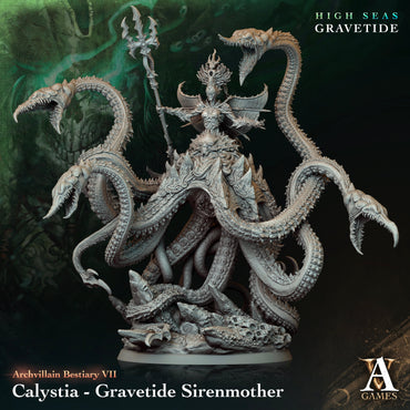 3D Printed Archvillain Games Calystia Gravetide Sirenmother Archvillain Bestiary Vol VII 28 32mm D&D (Online Only)