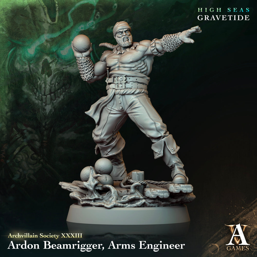 3D Printed Archvillain Games Ardon Beamrigger Arms Engineer Archvillain Society Vol XXXIII 28 32mm D&D (Online Only)