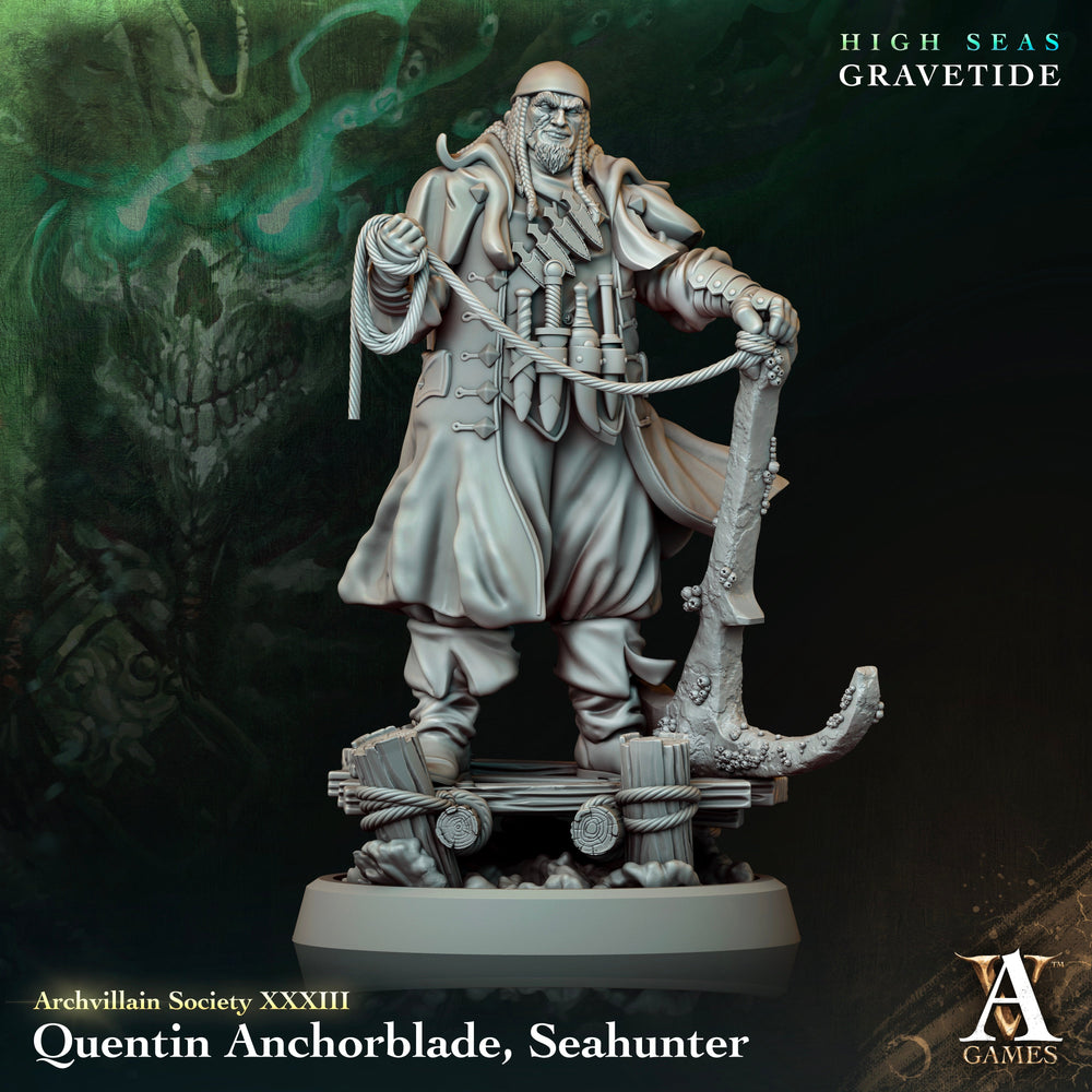 3D Printed Archvillain Games Quentin Anchorblade Seahunter Archvillain Society Vol XXXIII 28 32mm D&D (Online Only)