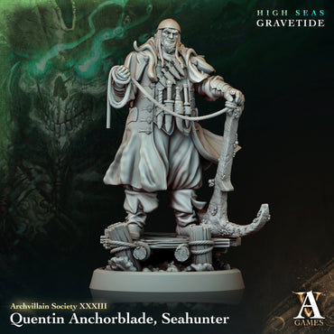 3D Printed Archvillain Games Quentin Anchorblade Seahunter Archvillain Society Vol XXXIII 28 32mm D&D (Online Only)