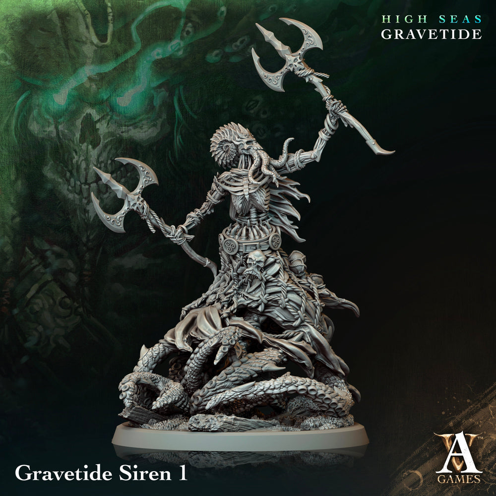 3D Printed Archvillain Games High Seas - Gravetide Gravetide Siren 28 32mm D&D (Online Only)
