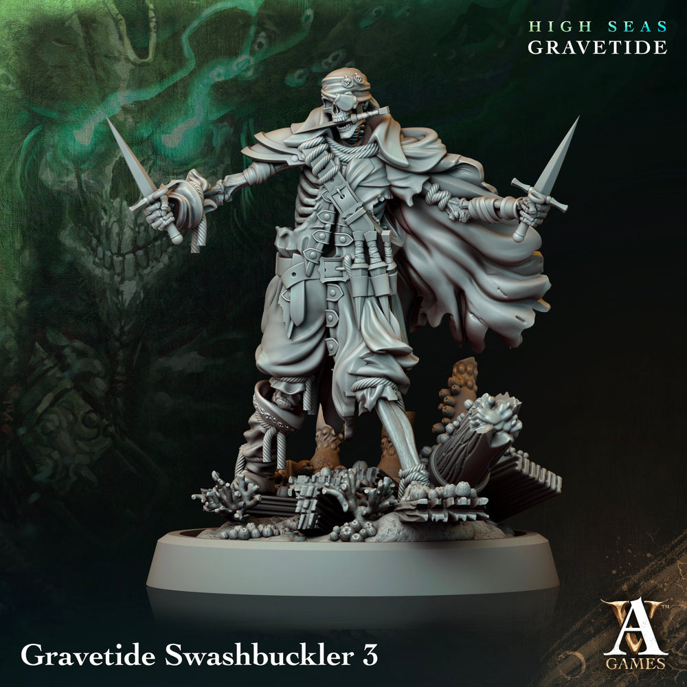 3D Printed Archvillain Games High Seas - Gravetide Gravetide Swashbuckler 28 32mm D&D (Online Only)