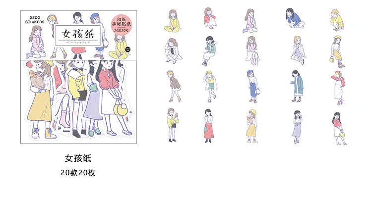 20Pcs/lot Japanese Harajuku Kawaii Decorative Stickers Scrapbooking Diy Diary Journal Stick Label Cute Stationery Kids Gift (ONLINE ORDER ONLY)