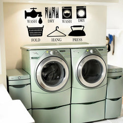 Laundry Room Wall Decal: Wash Dry Fold Hang Press Sticker Decor (Online Order Only)