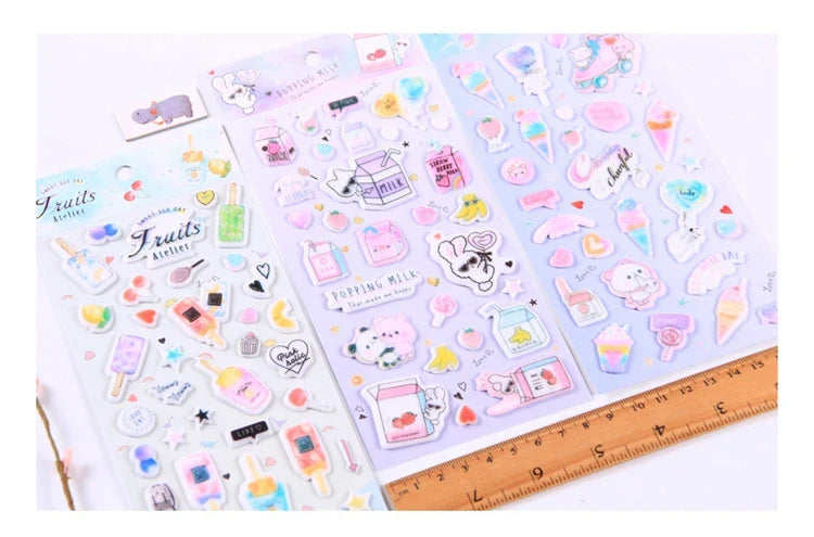 Kawaii Bullet Jelly Milk Series Children Stickers DIY Decorative Sticker Mobile Phone Stickers School Cute Stationery (ONLINE ORDER ONLY)