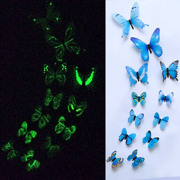 12Pcs Luminous 3D Butterfly Wall Stickers for Home Decoration (ONLINE ORDER ONLY)