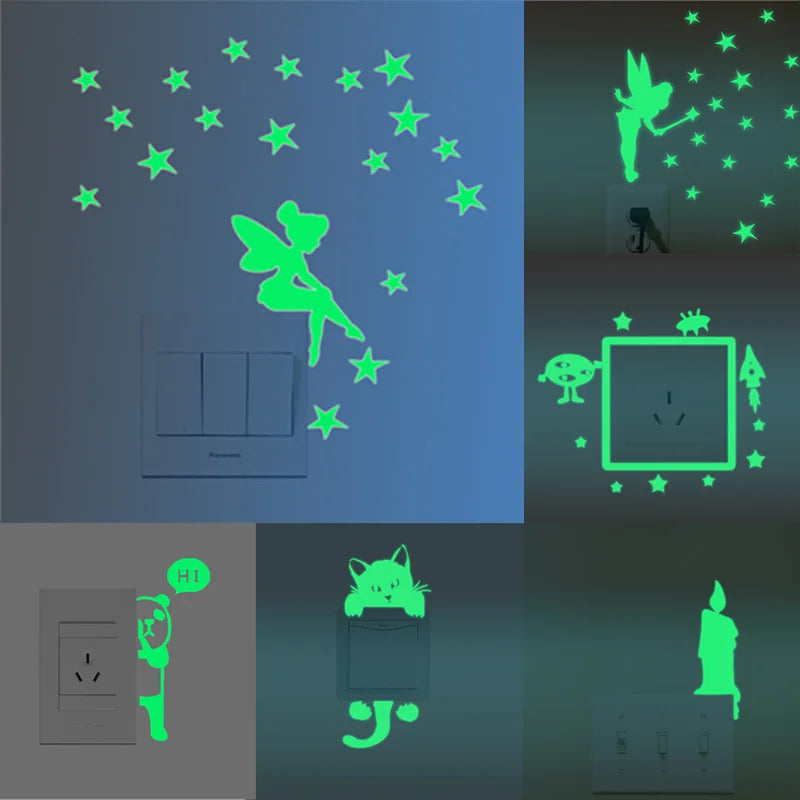 Glow In The Dark Cat Moon Stars Wall Stickers Kids Room Decor (ONLINE ORDER ONLY)