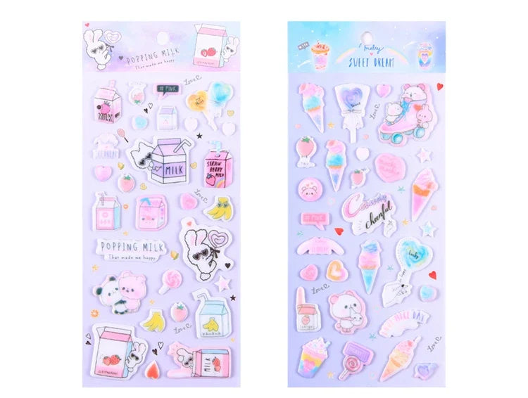 Kawaii Bullet Jelly Milk Series Children Stickers DIY Decorative Sticker Mobile Phone Stickers School Cute Stationery (ONLINE ORDER ONLY)