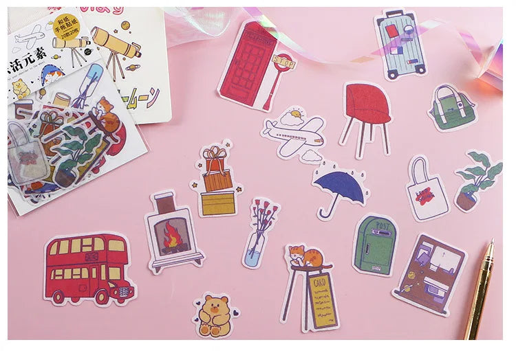 20Pcs/lot Japanese Harajuku Kawaii Decorative Stickers Scrapbooking Diy Diary Journal Stick Label Cute Stationery Kids Gift (ONLINE ORDER ONLY)