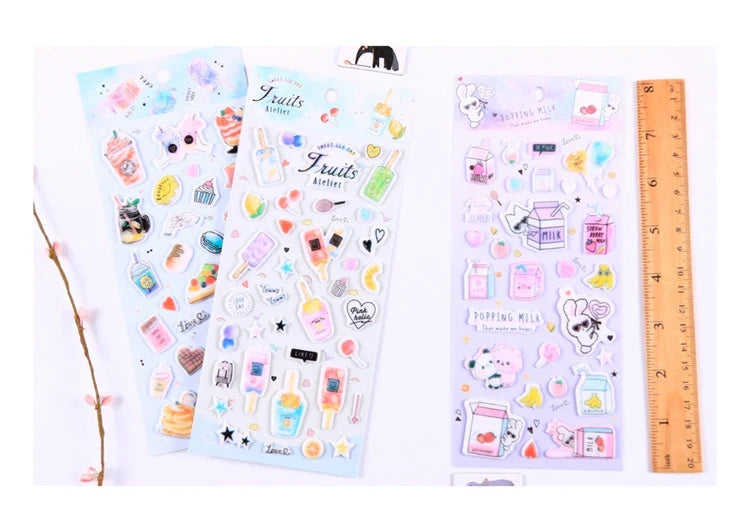 Kawaii Bullet Jelly Milk Series Children Stickers DIY Decorative Sticker Mobile Phone Stickers School Cute Stationery (ONLINE ORDER ONLY)
