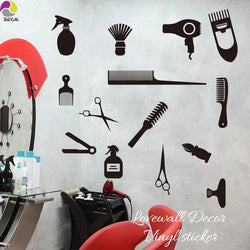 Hair Tools Wall Sticker Decal for Barber Spa Shop Decor (ONLINE ORDER ONLY)
