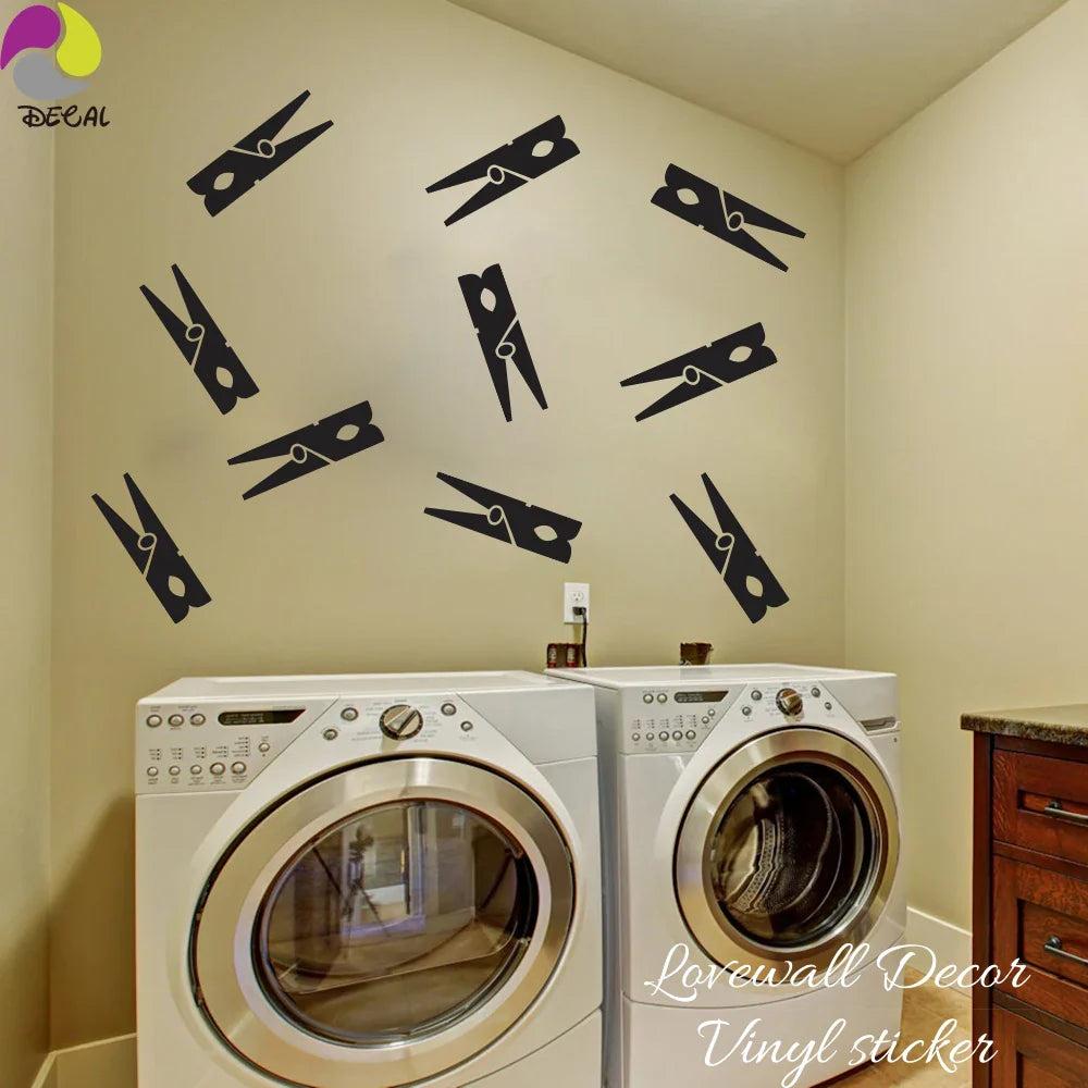 Clothespins Wall Sticker Nursery Kids Room Laundry Decor Vinyl Art Mural DIY (Online Order Only)