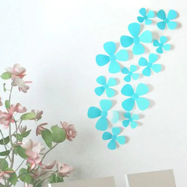 12 Pcs 3D Multicolor Flower Wall Stickers Home Decor Decals Self-adhesive (Online Order Only)