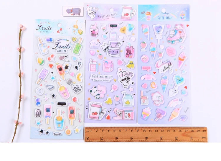 Kawaii Bullet Jelly Milk Series Children Stickers DIY Decorative Sticker Mobile Phone Stickers School Cute Stationery (ONLINE ORDER ONLY)