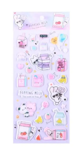 Kawaii Bullet Jelly Milk Series Children Stickers DIY Decorative Sticker Mobile Phone Stickers School Cute Stationery (ONLINE ORDER ONLY)
