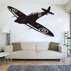 Spitfire Jet Wall Decal Kids Room Fighter Plane Sticker Military Vinyl Decor (ONLINE ORDER ONLY)