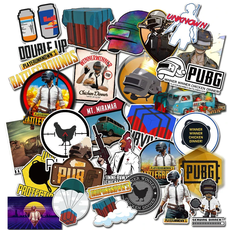29Pcs PUBG Game Stickers for Laptop, Luggage, Car, Snowboard, Fridge (ONLINE ORDER ONLY)