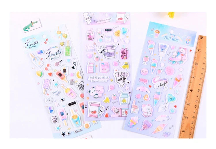 Kawaii Bullet Jelly Milk Series Children Stickers DIY Decorative Sticker Mobile Phone Stickers School Cute Stationery (ONLINE ORDER ONLY)
