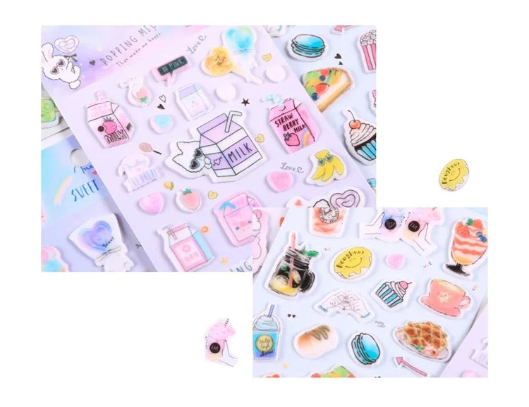 Kawaii Bullet Jelly Milk Series Children Stickers DIY Decorative Sticker Mobile Phone Stickers School Cute Stationery (ONLINE ORDER ONLY)