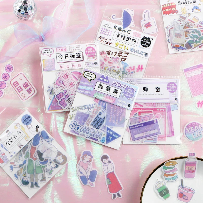 20Pcs/lot Japanese Harajuku Kawaii Decorative Stickers Scrapbooking Diy Diary Journal Stick Label Cute Stationery Kids Gift (ONLINE ORDER ONLY)