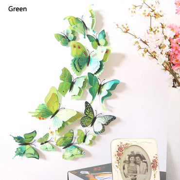 12Pcs 3D Butterfly Wall Stickers Wedding Decor Fridge Magnets Home Decoration (ONLINE ORDER ONLY)