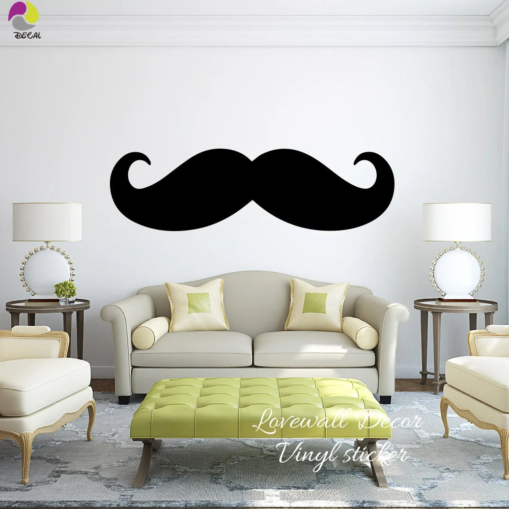 Giant Mustache Wall Decal Barber Shop Vinyl Art Mural (ONLINE ORDER ONLY)