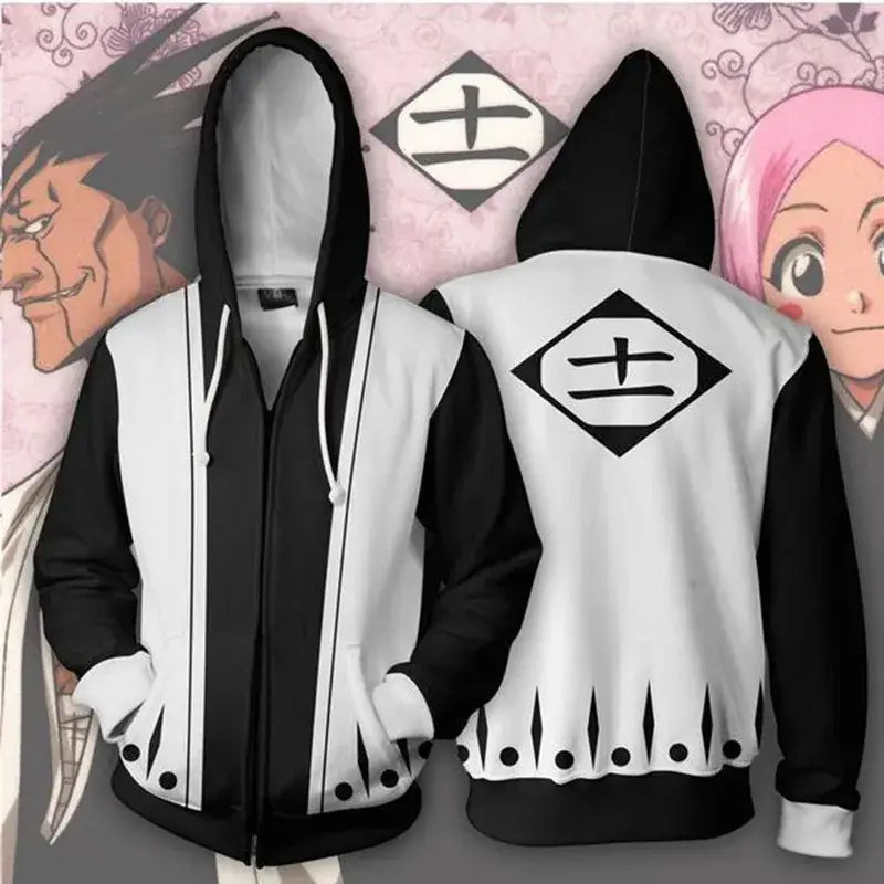 Bleach Anime Hoodie: Ichigo & Kenpachi Cosplay Sweatshirt