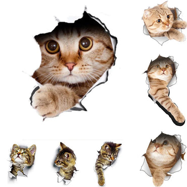 3D Cat & Dog Wall Sticker Vinyl Decals for Bathroom Decor (Online Order Only)