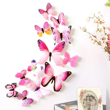 3D Butterfly Wall Stickers - 12 Pcs Home Decor PVC Decals (Online Order Only)
