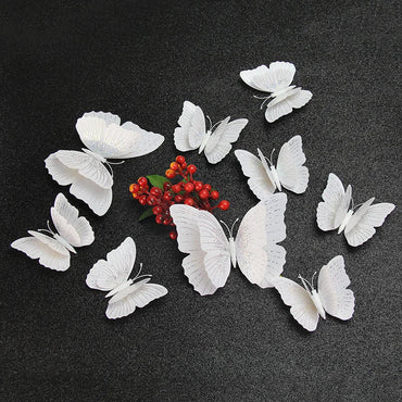 3D Butterfly Wall Stickers - 12Pcs Ambilight Double Layer Decor & Fridge Magnets (Online Order Only)