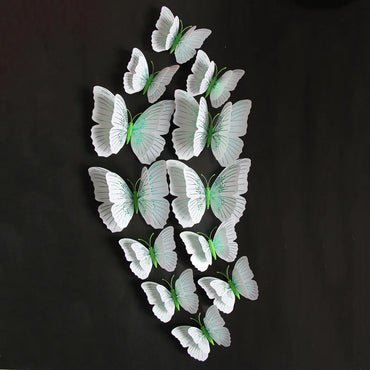 3D Butterfly Wall Stickers - 12Pcs Ambilight Double Layer Decor & Fridge Magnets (Online Order Only)